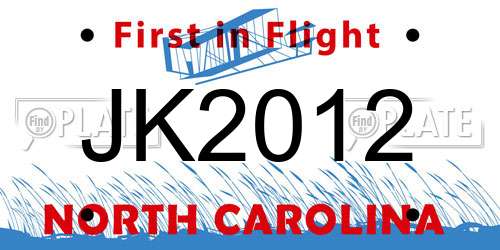JK2012 North Carolina License Plate