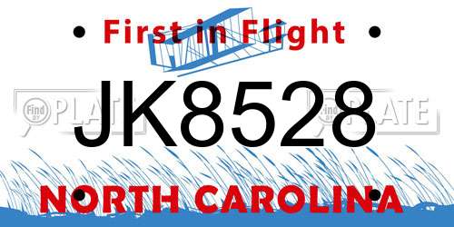 JK8528 North Carolina License Plate