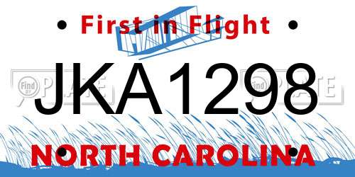 JKA1298 North Carolina License Plate