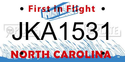 JKA1531 North Carolina License Plate