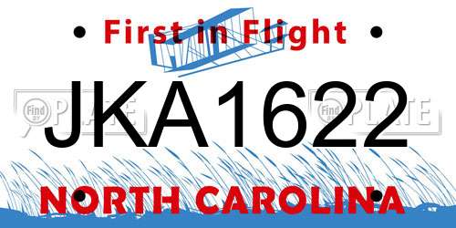 JKA1622 North Carolina License Plate