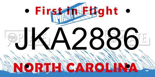 JKA2886 North Carolina License Plate