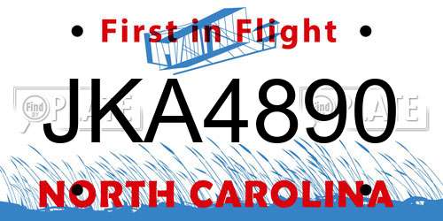 JKA4890 North Carolina License Plate