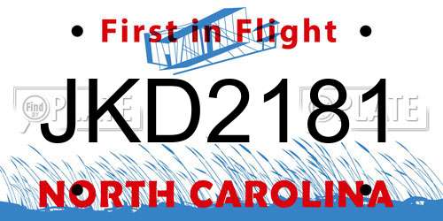 JKD2181 North Carolina License Plate