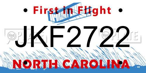 JKF2722 North Carolina License Plate