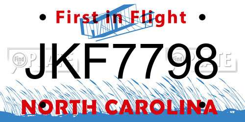 JKF7798 North Carolina License Plate