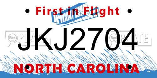 JKJ2704 North Carolina License Plate