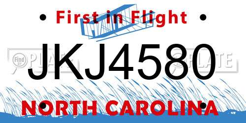 JKJ4580 North Carolina License Plate