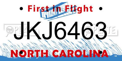 JKJ6463 North Carolina License Plate