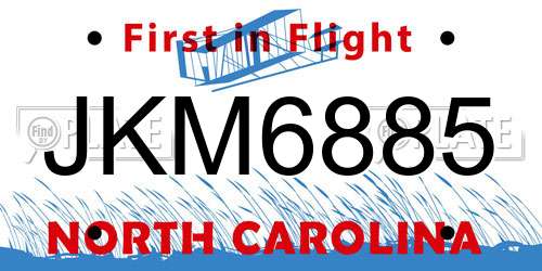 JKM6885 North Carolina License Plate