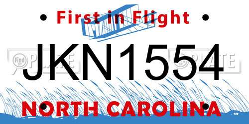 JKN1554 North Carolina License Plate