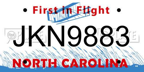 JKN9883 North Carolina License Plate
