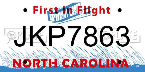 JKP7863 North Carolina License Plate