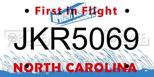 JKR5069 North Carolina License Plate