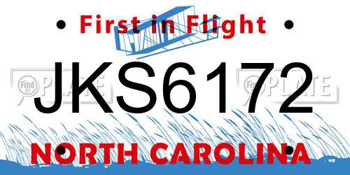 JKS6172 North Carolina License Plate