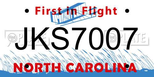 JKS7007 North Carolina License Plate