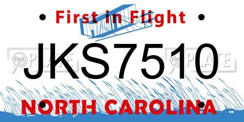 JKS7510 North Carolina License Plate