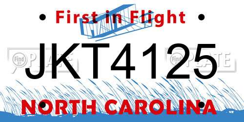 JKT4125 North Carolina License Plate