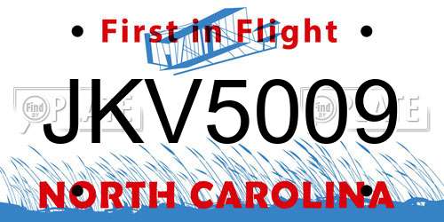 JKV5009 North Carolina License Plate
