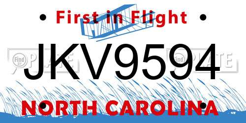 JKV9594 North Carolina License Plate