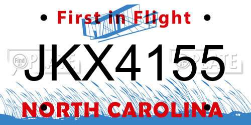 JKX4155 North Carolina License Plate