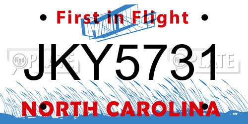 JKY5731 North Carolina License Plate