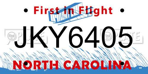 JKY6405 North Carolina License Plate