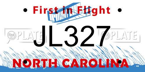 JL327 North Carolina License Plate