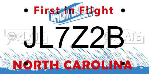 JL7Z2B North Carolina License Plate