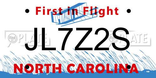 JL7Z2S North Carolina License Plate