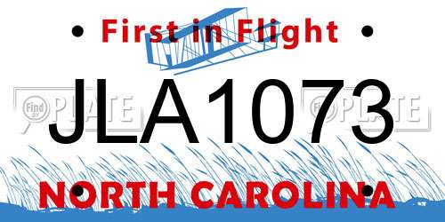 JLA1073 North Carolina License Plate