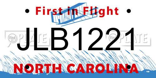 JLB1221 North Carolina License Plate