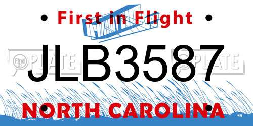 JLB3587 North Carolina License Plate