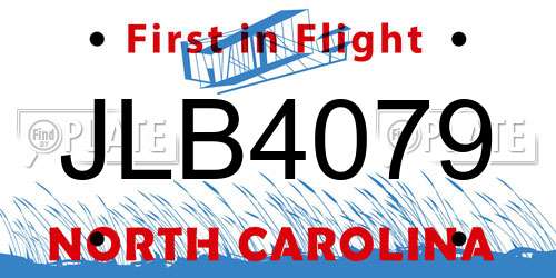 JLB4079 North Carolina License Plate