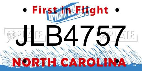 JLB4757 North Carolina License Plate
