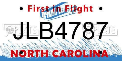 JLB4787 North Carolina License Plate