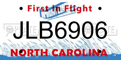 JLB6906 North Carolina License Plate