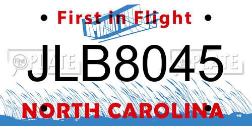 JLB8045 North Carolina License Plate