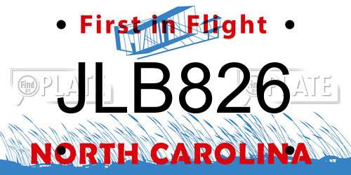 JLB826 North Carolina License Plate