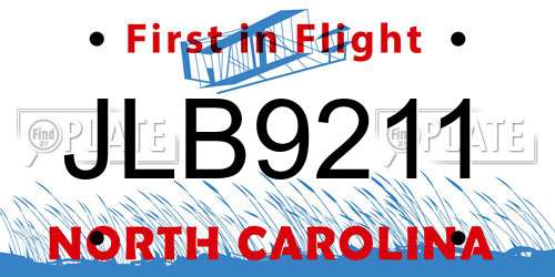 JLB9211 North Carolina License Plate