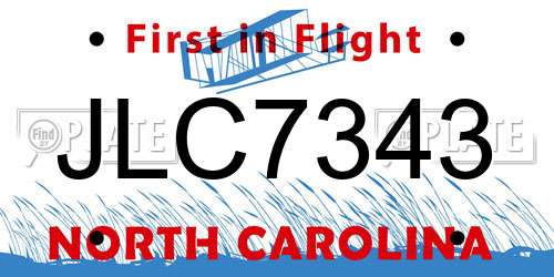 JLC7343 North Carolina License Plate