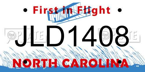 JLD1408 North Carolina License Plate