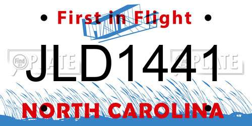 JLD1441 North Carolina License Plate