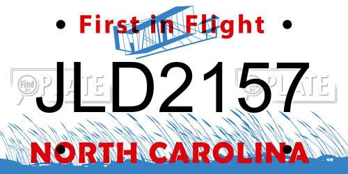 JLD2157 North Carolina License Plate