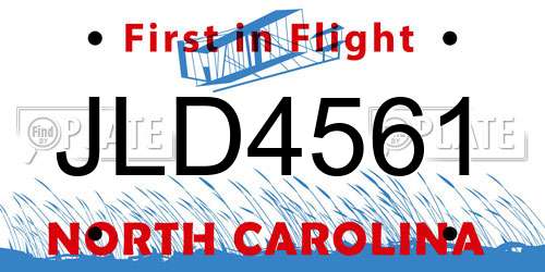 JLD4561 North Carolina License Plate
