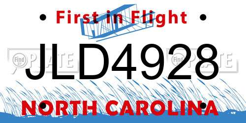 JLD4928 North Carolina License Plate