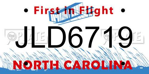 JLD6719 North Carolina License Plate