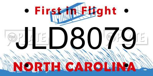 JLD8079 North Carolina License Plate