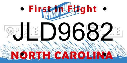 JLD9682 North Carolina License Plate