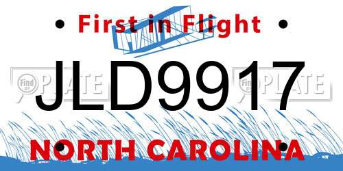 JLD9917 North Carolina License Plate